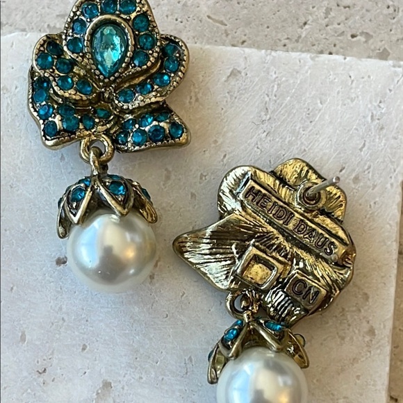 Heidi Daus Santa Fe Blue Stone Heart Drop Earrings | HSN Heidi Daus Blue and Gold Floral Drop Earrings